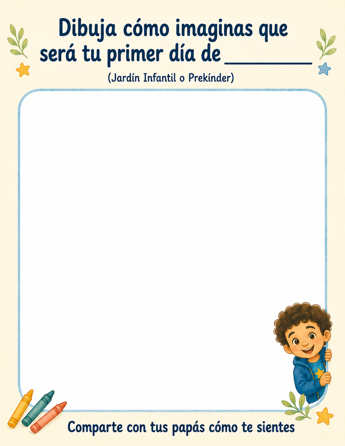 Actividad imprimible: dibuja cómo imaginas tu primer día